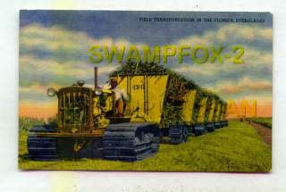 Field With Tracked Sugar Cane Hauler The Everglades FLORIDA  