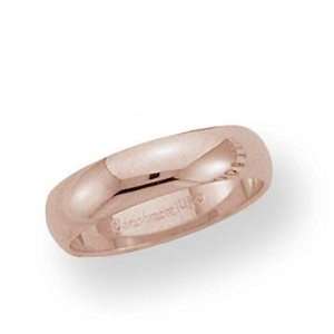  14k Rose Gold 5mm Plain Domed Standard Fit Wedding Band Jewelry