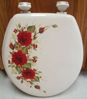 HP RED ROSES TOILET SEAT/BONE/NEW ITEM BY MB/ BEAUTIFUL  