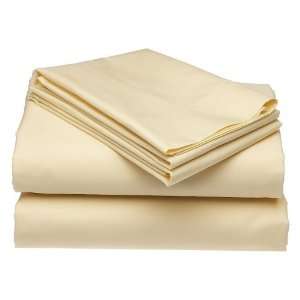   Count 100 Percent Cotton Sateen Twin Sheet Set, Yellow: Home & Kitchen