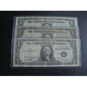  Lot of 3 One dollar Silver Certificates Series 1935 Three 