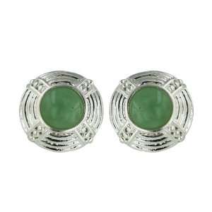   Silver Green Jade Round Earring Silver Empire Jewelry Jewelry