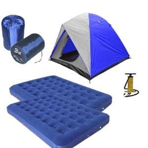 Person Dome Tent, 2 of Double Size Air Mats, 2 of 3lb Sleeping Bags 
