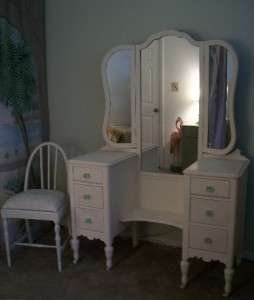   Vanity White Chair Makeup Mirror dresser table dressing bedroom  