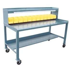  Mobile Work Stations With Plastic Bins And Riser 