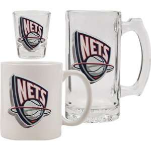 New Jersey Nets Glassware Set 3D Logo Tankard, Coffee Mug, Shot Glass