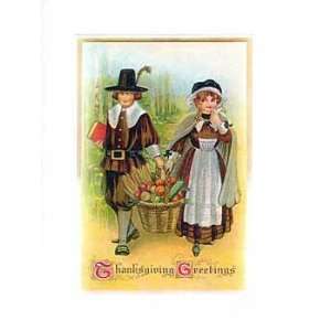 Thanksgiving Greeting Card   Pilgrims Sparkle Card