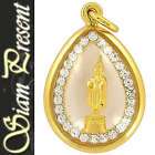Thai Amulet Monday Buddha 18K Gold Swarovski Pendant