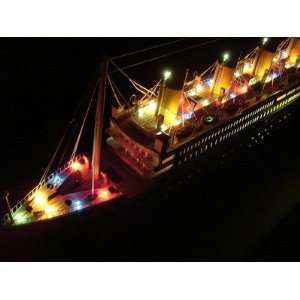 Titanic Wooden Model Cruise Ship w/ Flashing Light 32 Already Built 