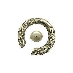 Tribal Spring Loaded Captive Ring w/ White Gold Plating, in 2g (Gauge 