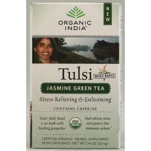 Organic India Tulsi Jasmine Green Tea   18 Tea Bags, Pack of 2