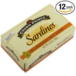 Crown Prince Sardines in Louisiana Hot Sauce, 4.25 Ounce Cans (Pack of 